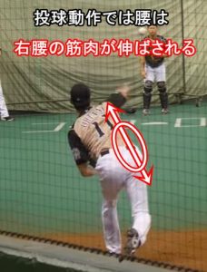 大谷翔平野球投球動作では腰は右が伸びる