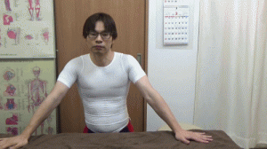 体幹を固定して首頭だけ左右に振る