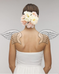 肩甲骨天使の羽ウエディングドレス